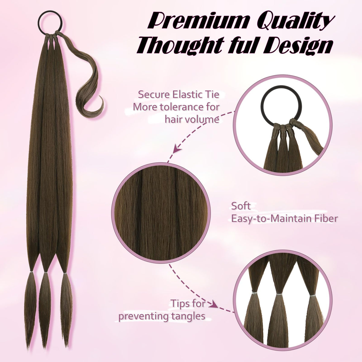 Kmzbasg soft synthetic pony tail fiber blends naturally with hair