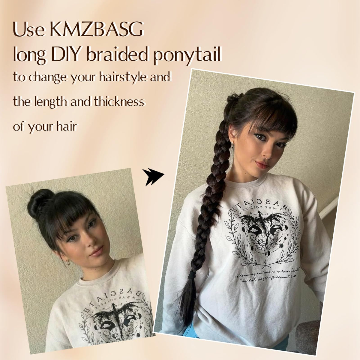 Kmzbasg synthetic hair close-up reveals soft texture and matte finish.