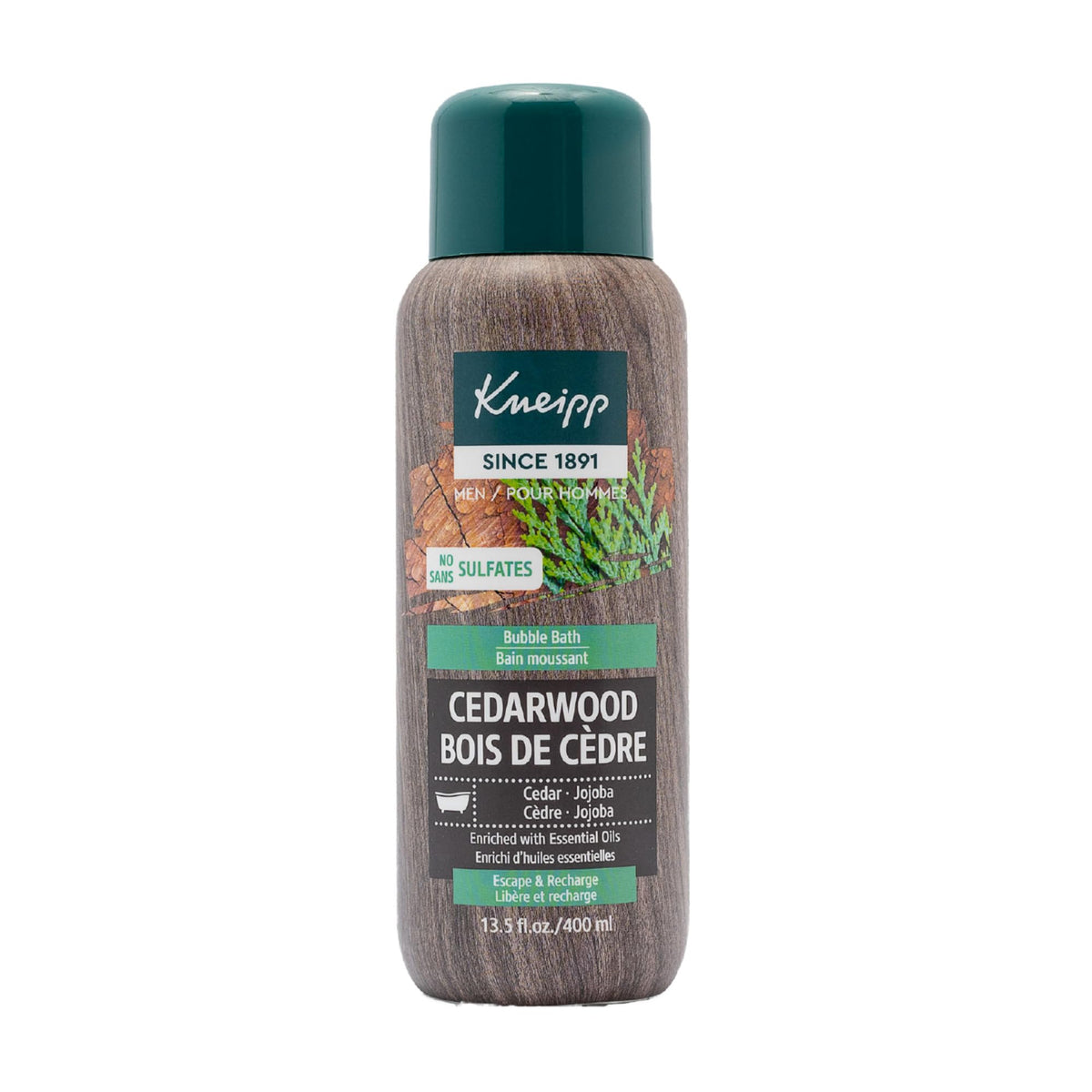 Kneipp Cedarwood Aromatherapy Bubble Bath bottle offers a luxurious self-care moment with lasting scent.