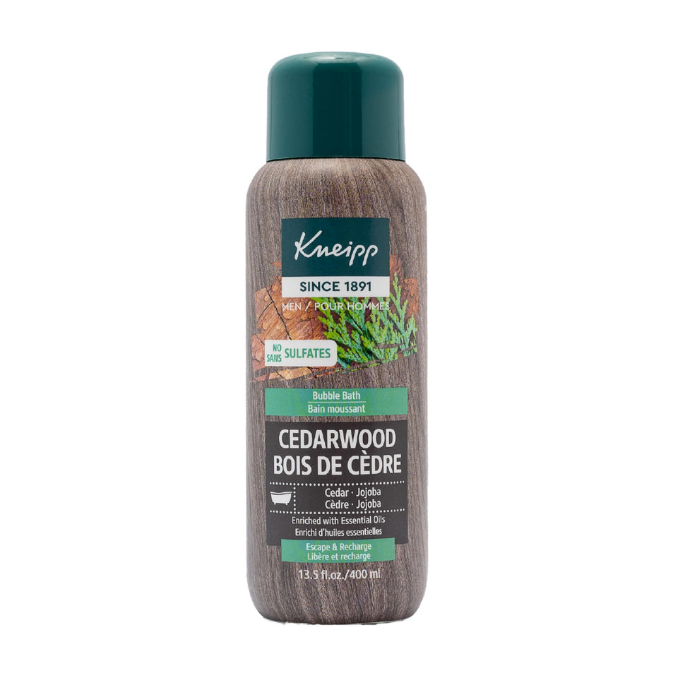 Kneipp Cedarwood Aromatherapy Bubble Bath bottle offers a luxurious self-care moment with lasting scent.