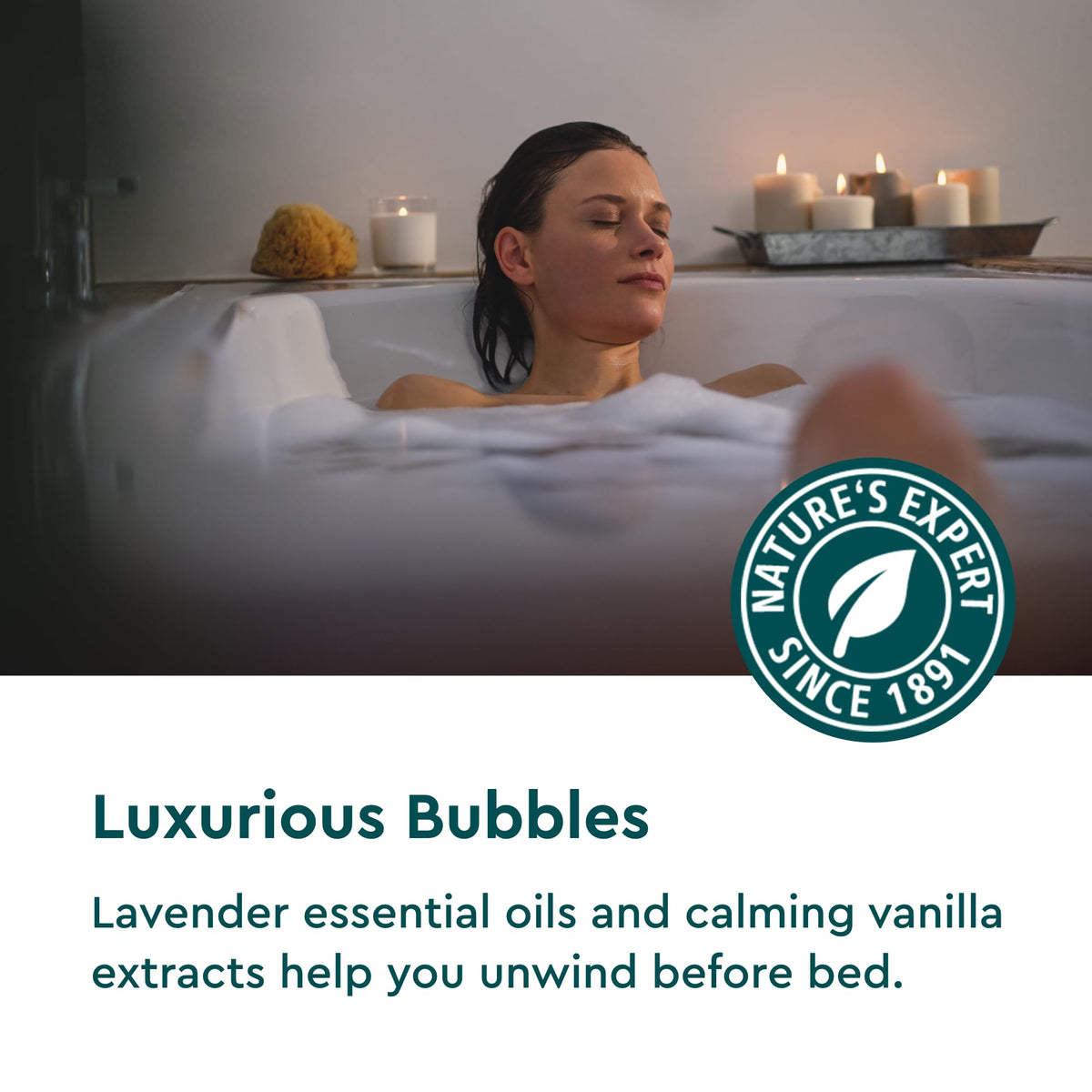 Kneipp Dream Time lavender color swirl bath for tranquil bedtime ambiance.