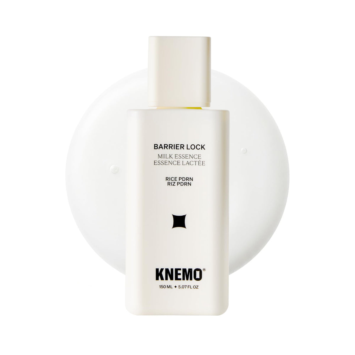 KNEMO Barrier Lock Rice PDRN Milk Essence bottle front showing premium hydration
