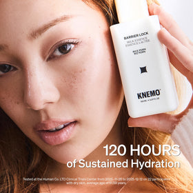 Nighttime ritual with KNEMO Barrier Lock Milk Essence for overnight recovery