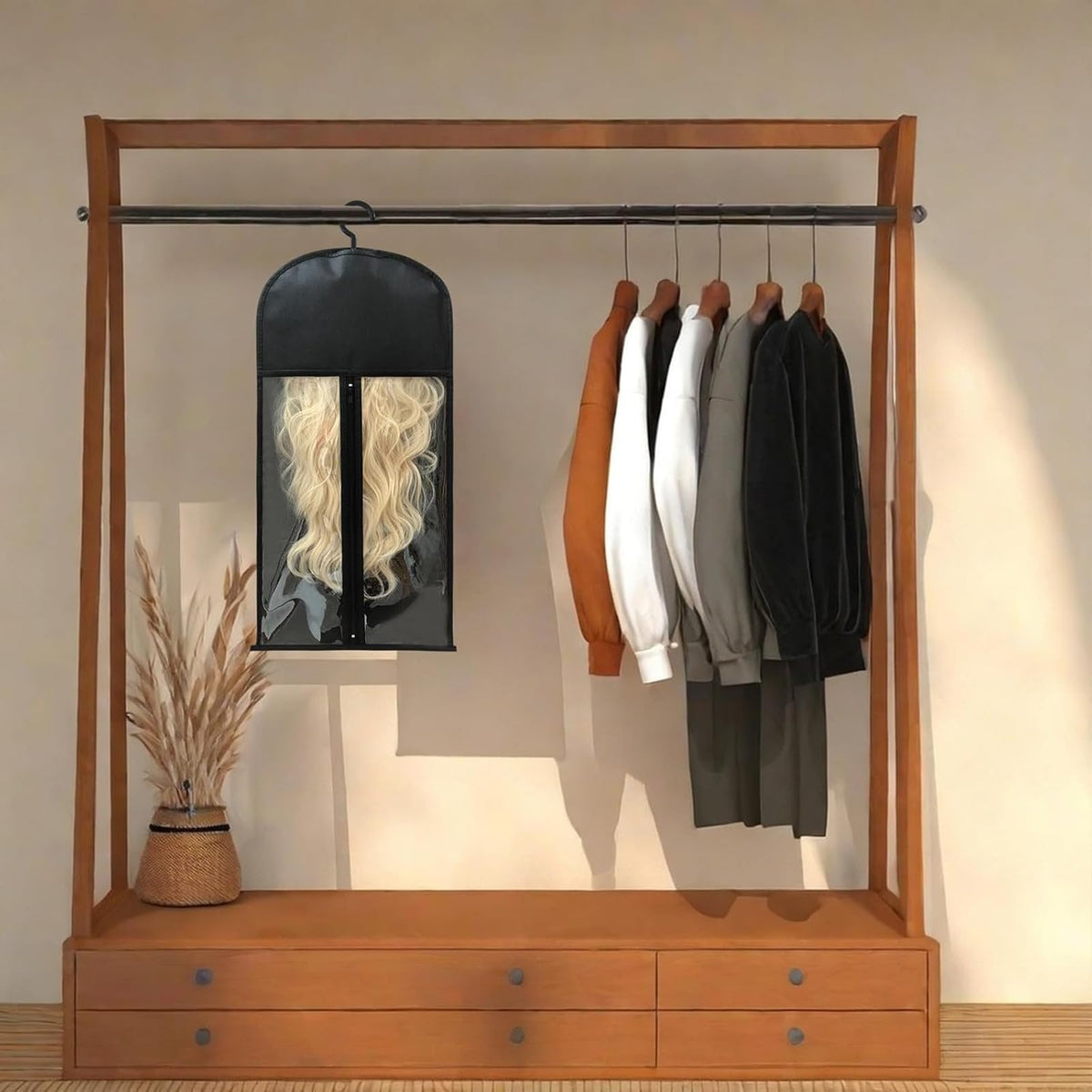Kneysan durable wig storage protects against dust and humidity