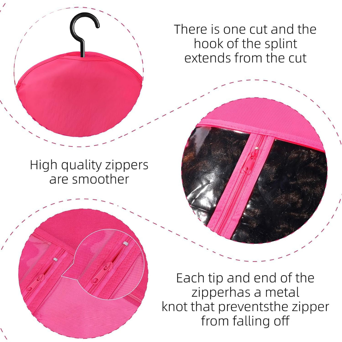 Kneysan contoured wig bag design prevents creases and maintains shape