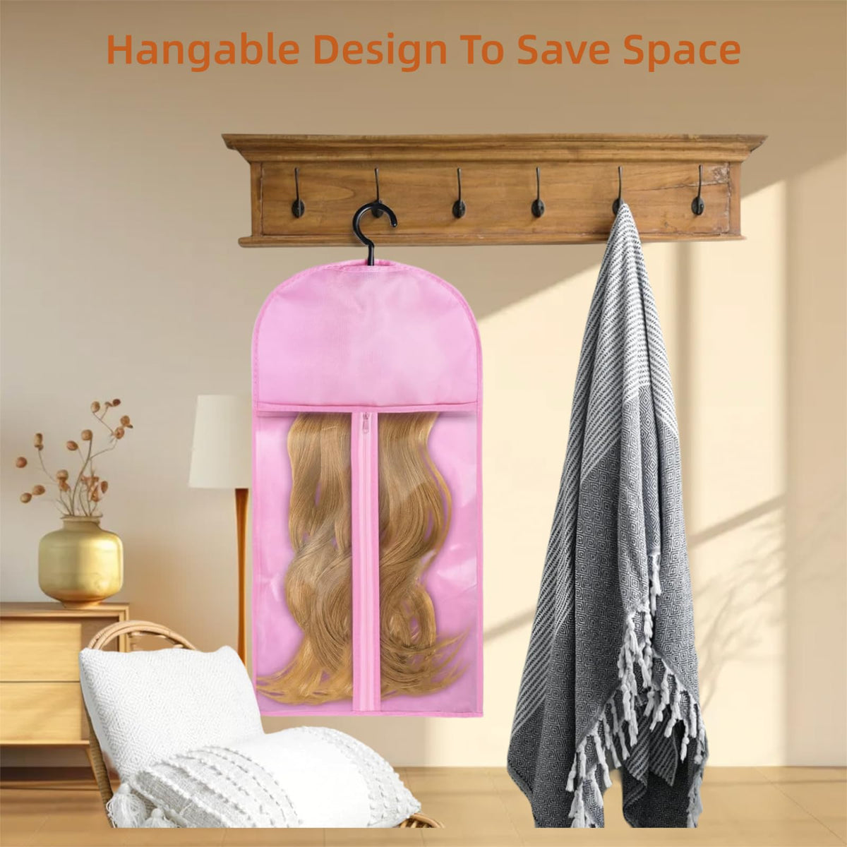 Kneysan wig collection organization solution keeps items neatly stored.