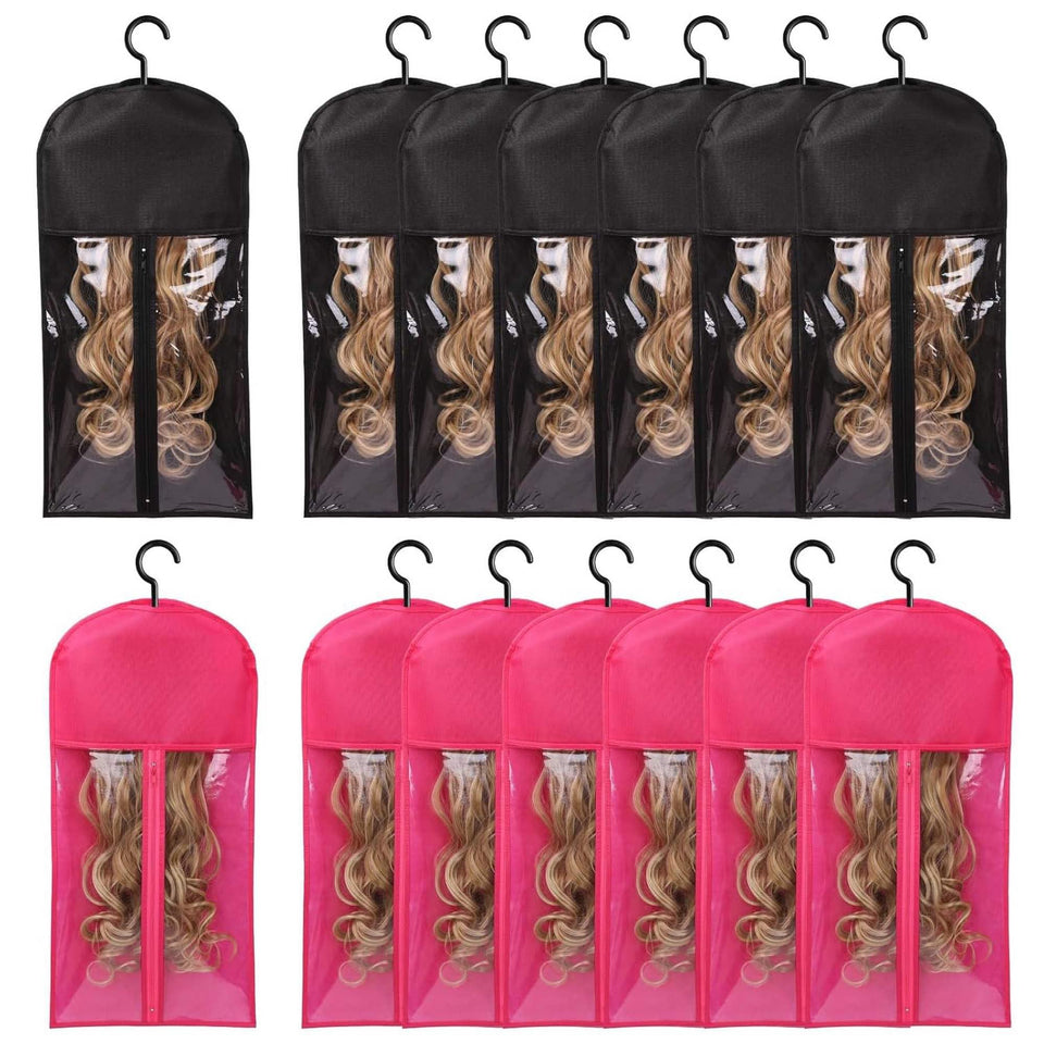 Kneysan Wig Hangers Set in black and pink for organized storage