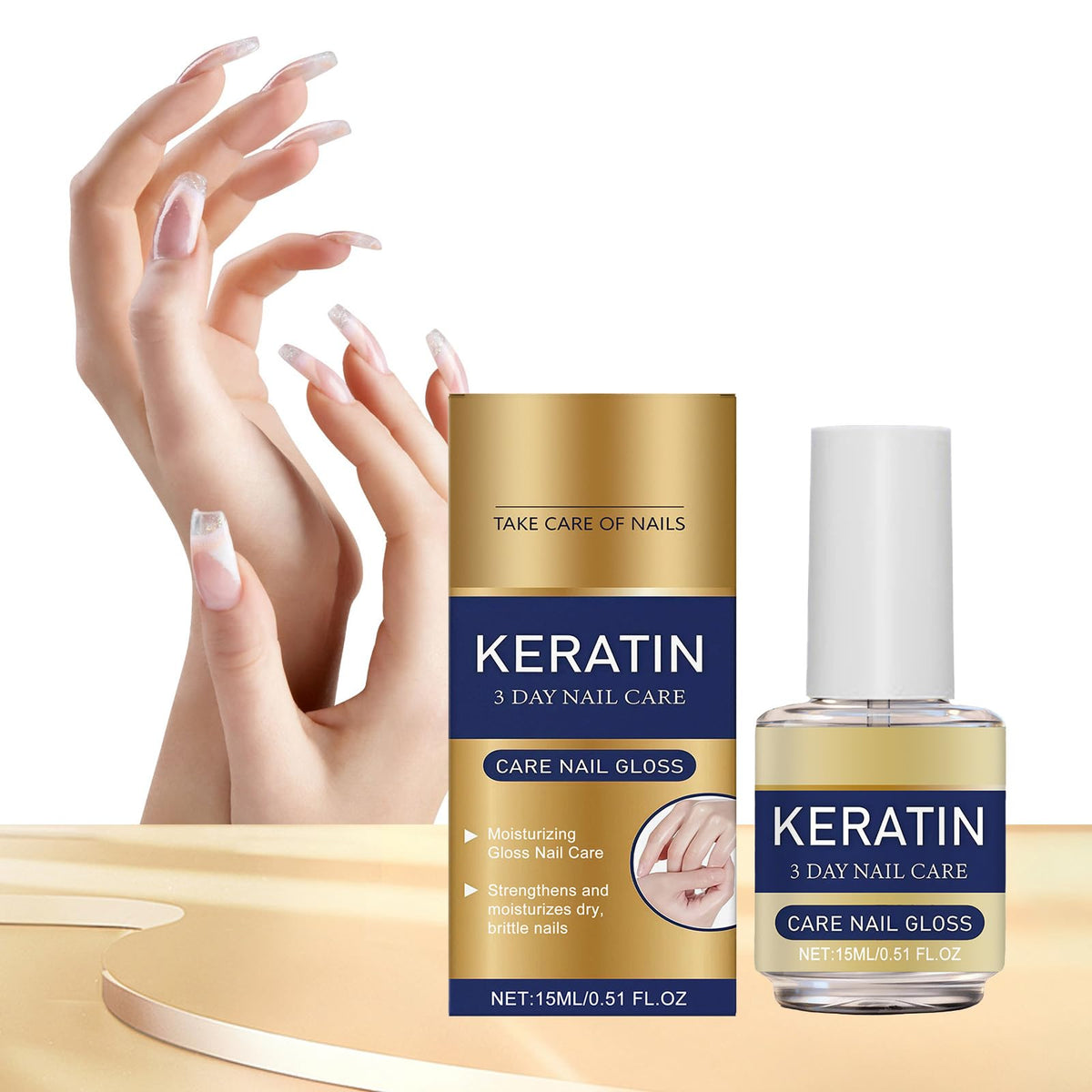 KNHYDWD Keratin Nail Care Oil delivers a subtle glossy finish over time