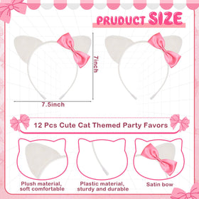 Knitgrip cat bow headband close-up—soft plush ears and satin bow comfortable all night.