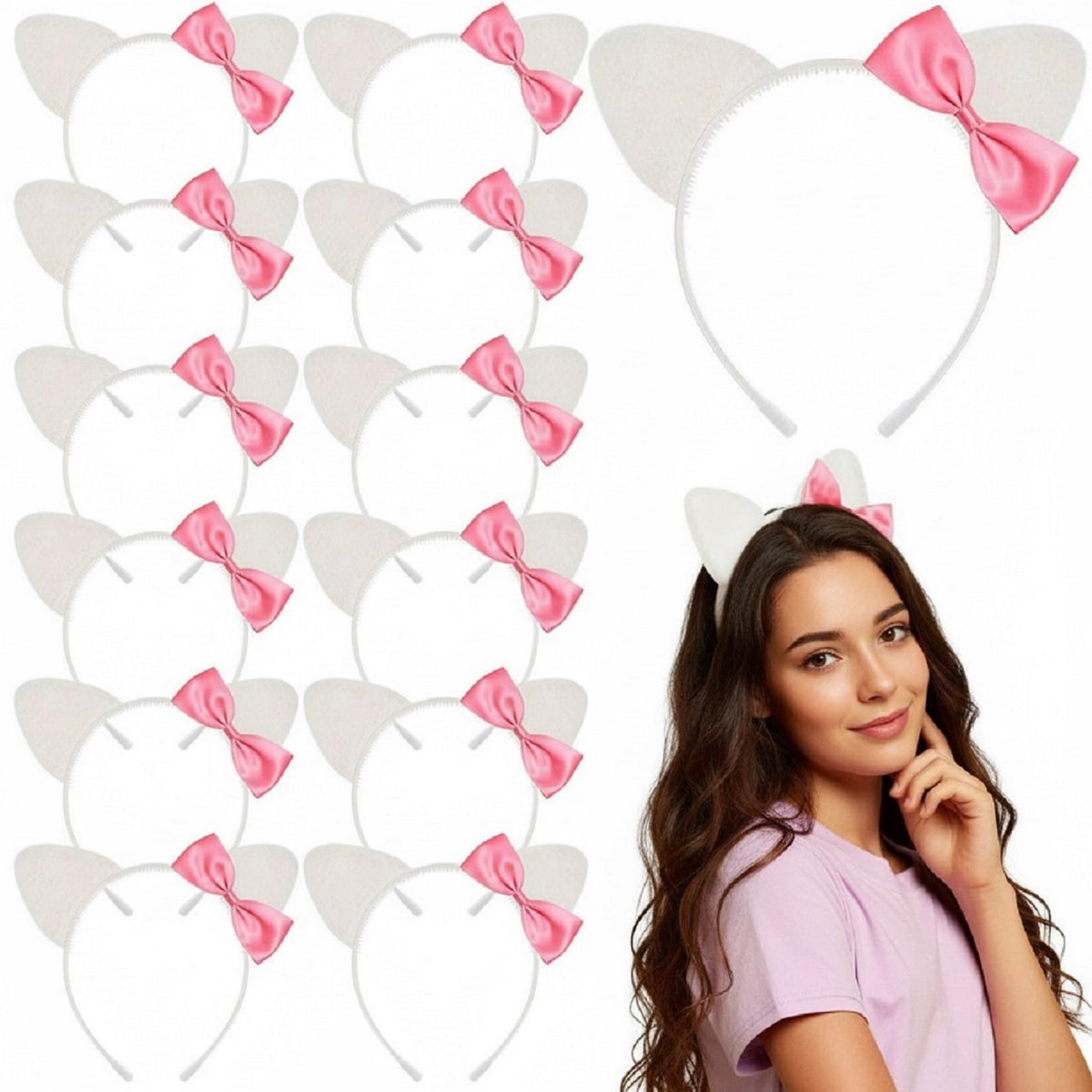 Knitgrip kitty ears headbands pink set—playful party decor for themed celebrations.