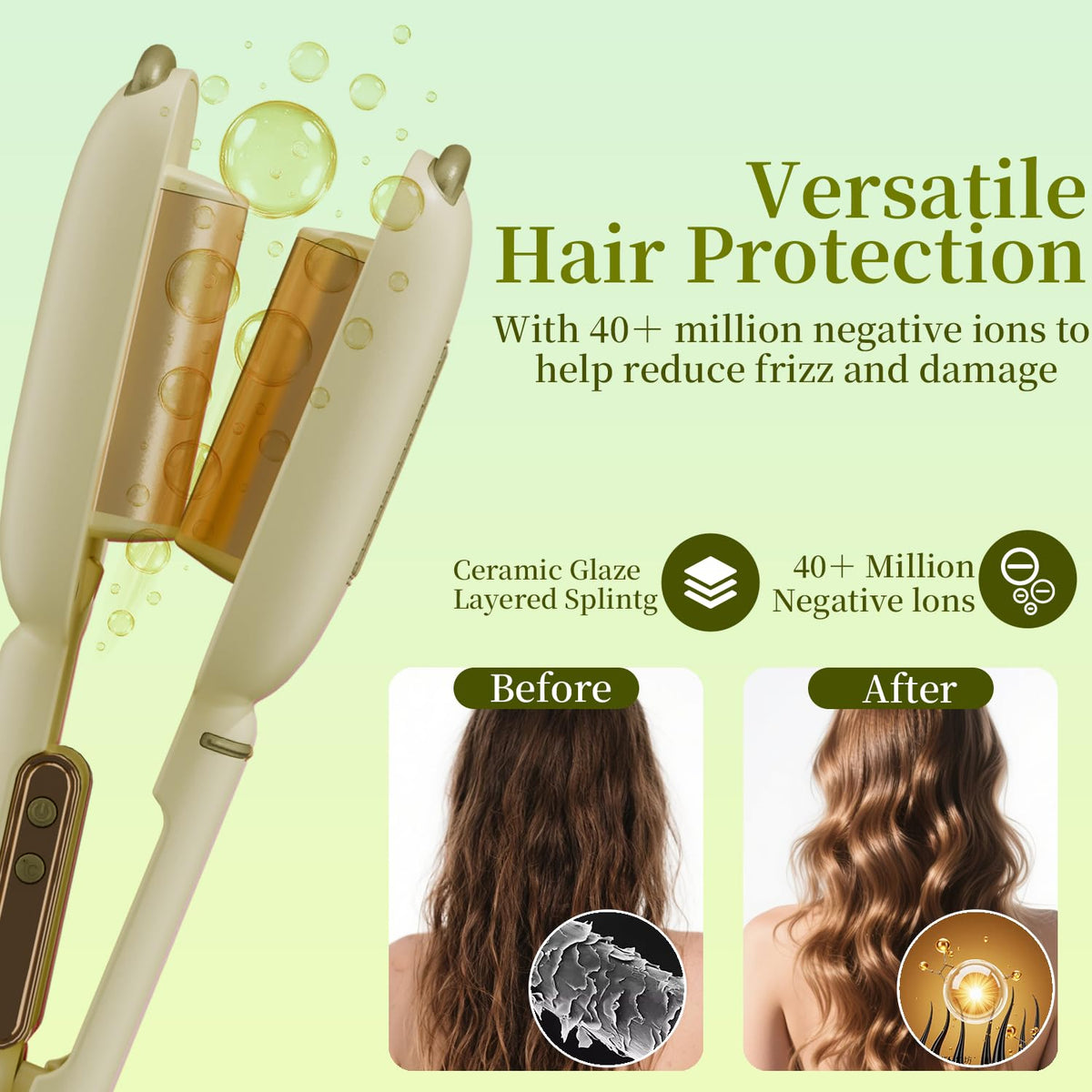 KNJOQ anti-scald shell protects fingers during beach wave styling.