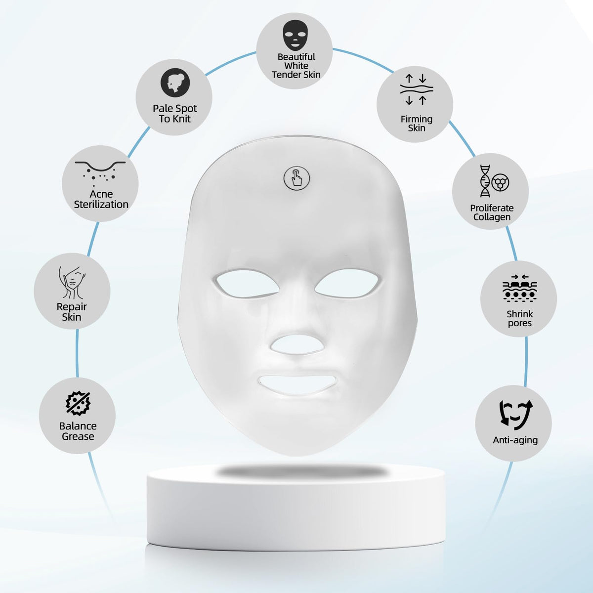KNNKNN blue LED light mask promotes clearer complexion and even skin tone.