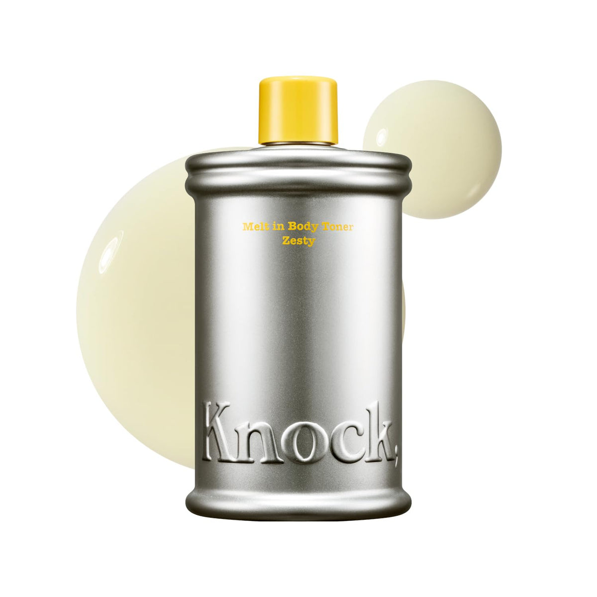 Knock Melt-In Body Toner bottle with milky texture and quick absorption