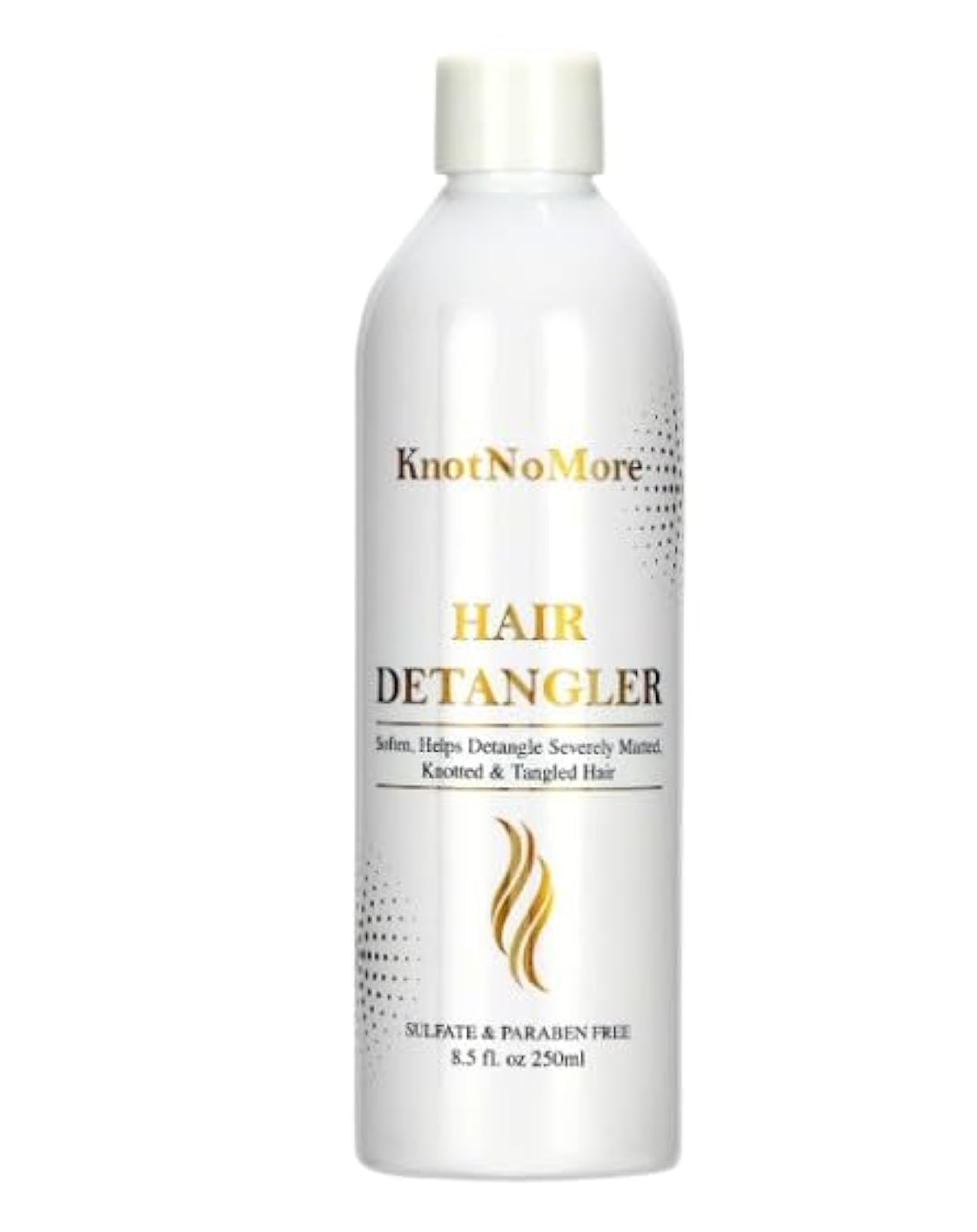 Knot No More detangler bottle showing gentle detangling for all hair types