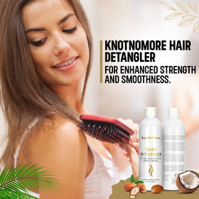 Child using Knot No More detangler for gentle detangling