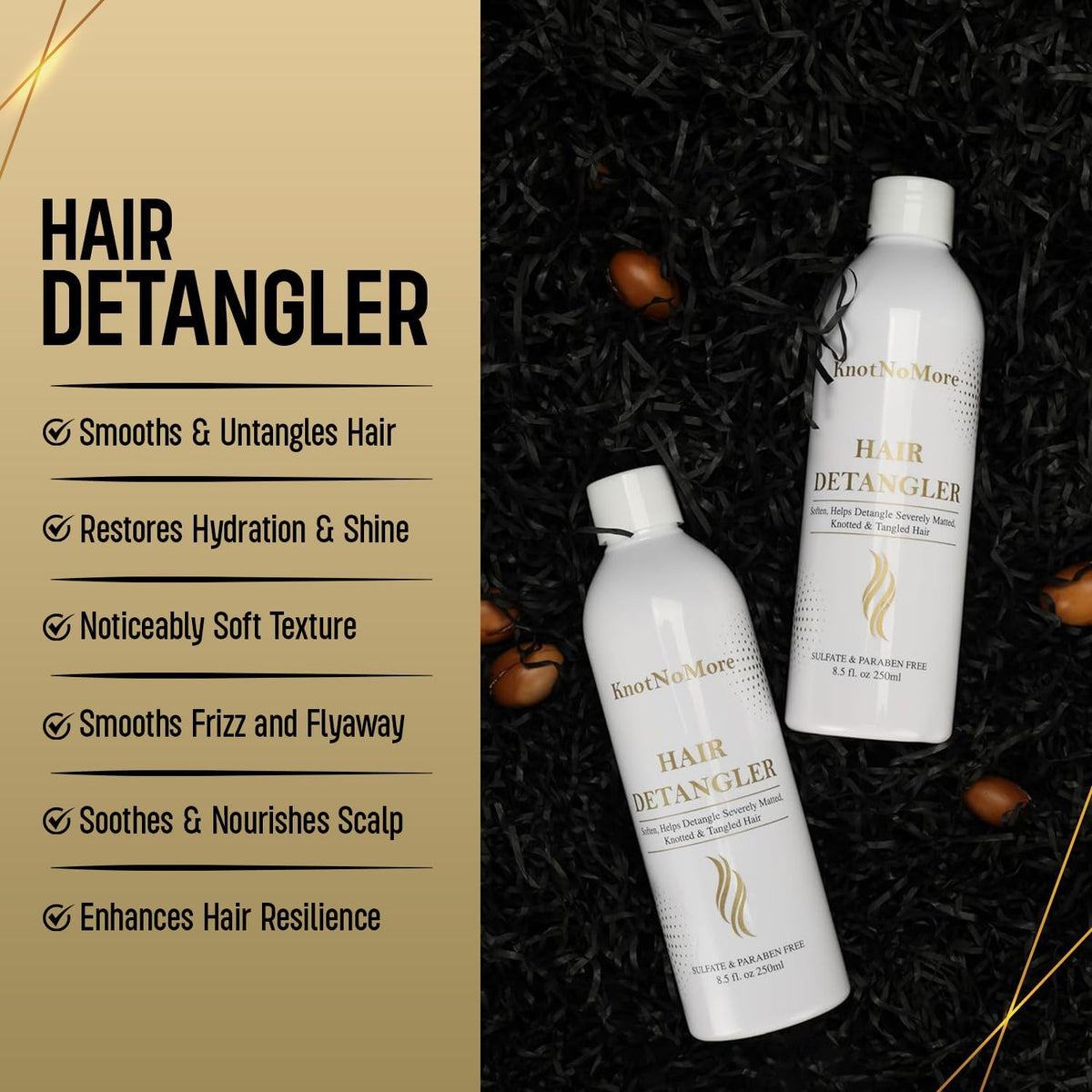 Knot No More detangler being dispensed for easy application on wet hair
