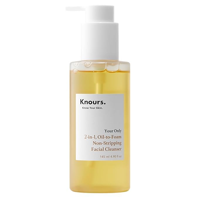 Knours Korean 2-in-1 makeup remover bottle offers a gentle, balance-respecting cleanse for makeup removal.