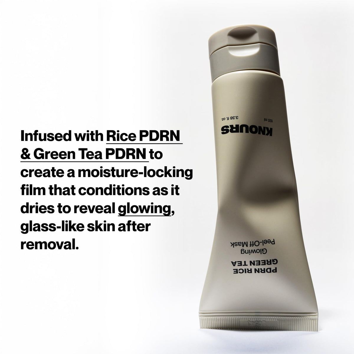 Knours PDRN Rice & Green Tea mask application close-up illustrates soothing ritual.