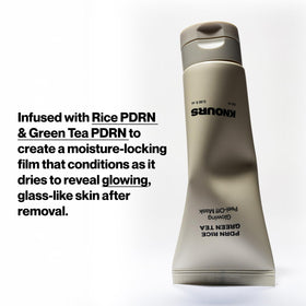 Knours PDRN Rice & Green Tea mask application close-up illustrates soothing ritual.