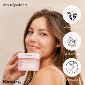 Knours pad applied on cheek demonstrates oil balance