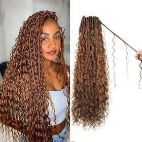 Knovotch boho box braids 18in close-up curls for a natural, lifelike look.