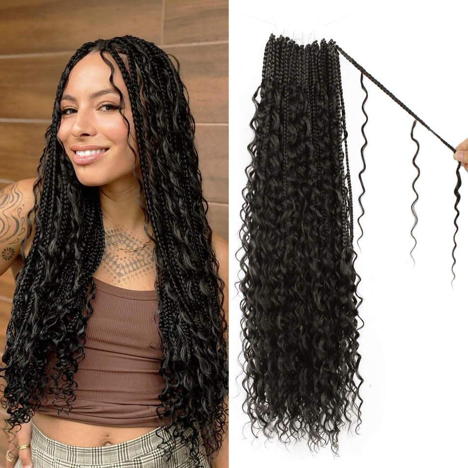 Knovotch Boho crochet braids 18in soft curls for a natural, low-maintenance look.