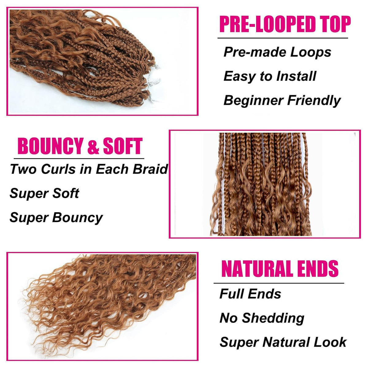Knovotch natural texture box braids 18in realistic feel and versatile styling.