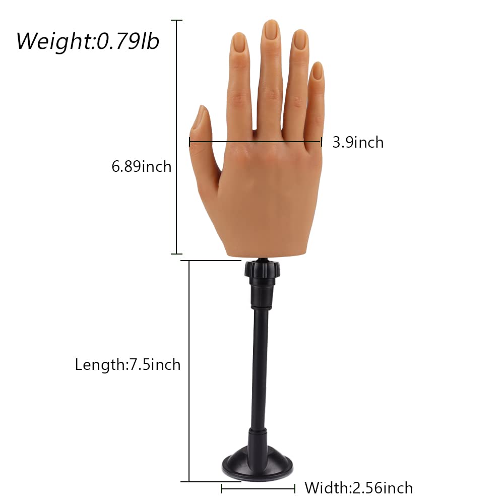 KnowU easy-clean reusable nail practice hand, color 3, washable and acetone-safe for cleanup.