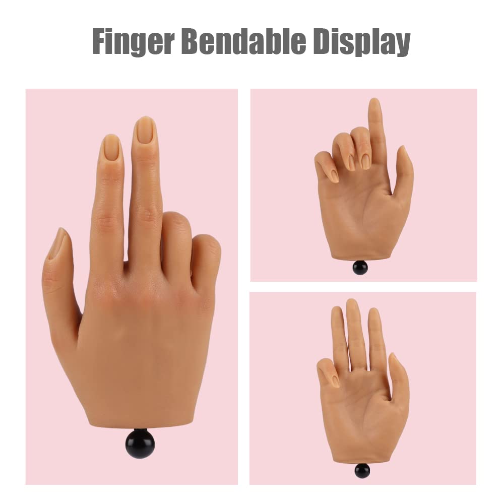 KnowU silicone nail practice hand mannequin with soft texture, color 3, for lifelike training.