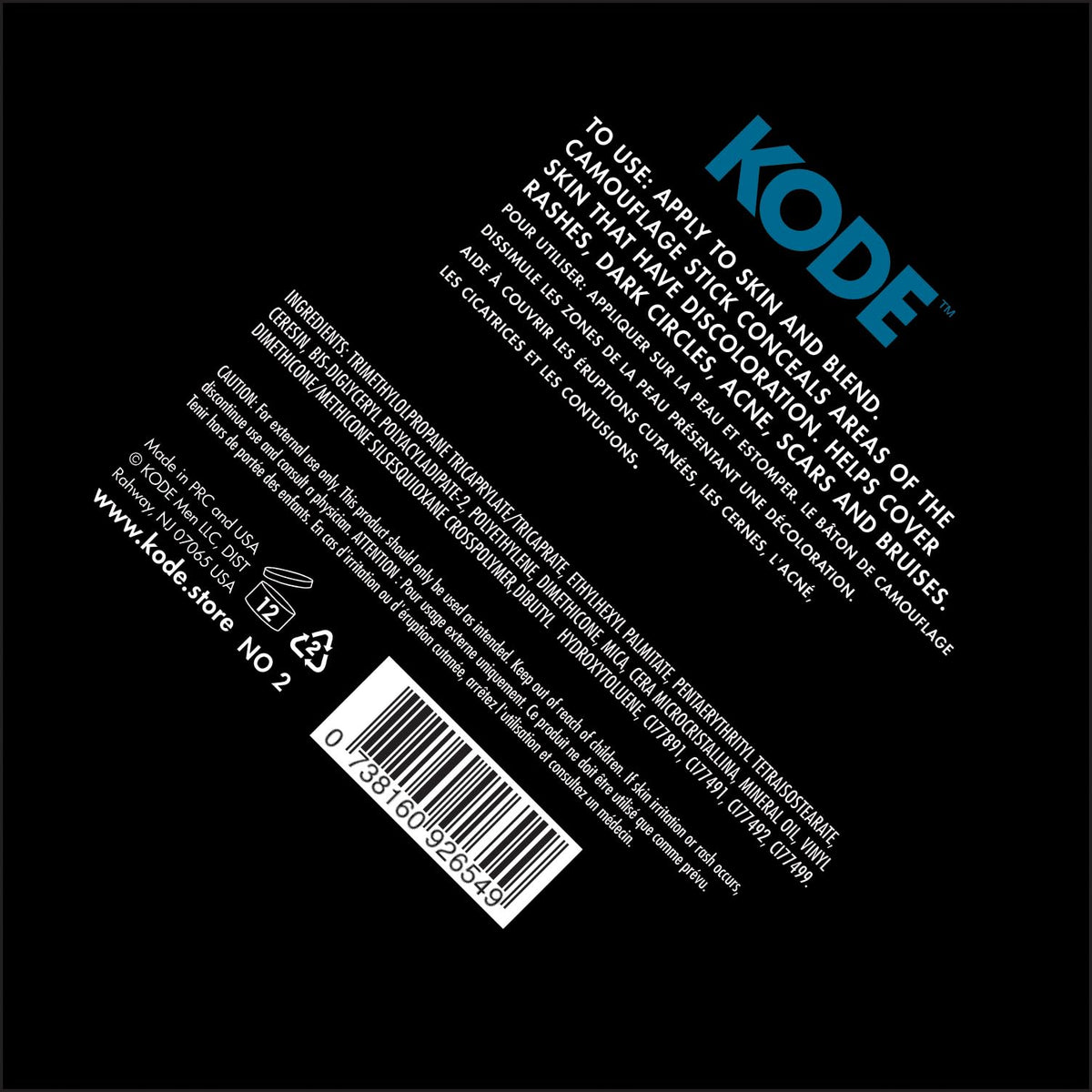 KODE Mens Concealer fragrance free composition suits sensitive skin