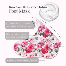Koelf Rose Petal Satin Foot Mask ingredients like ceramide and shea butter for nourishment.