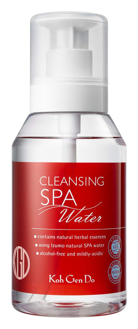 Koh Gen Do Spa Cleansing Water 380ml bottle pour for gentle makeup removal and hydration.