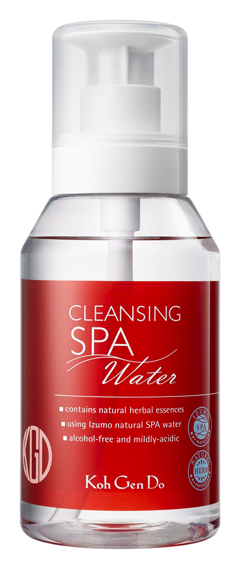 Koh Gen Do Spa Cleansing Water 380ml bottle pour for gentle makeup removal and hydration.
