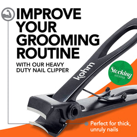 KOHM nail clippers featuring concave blade for clean trimming