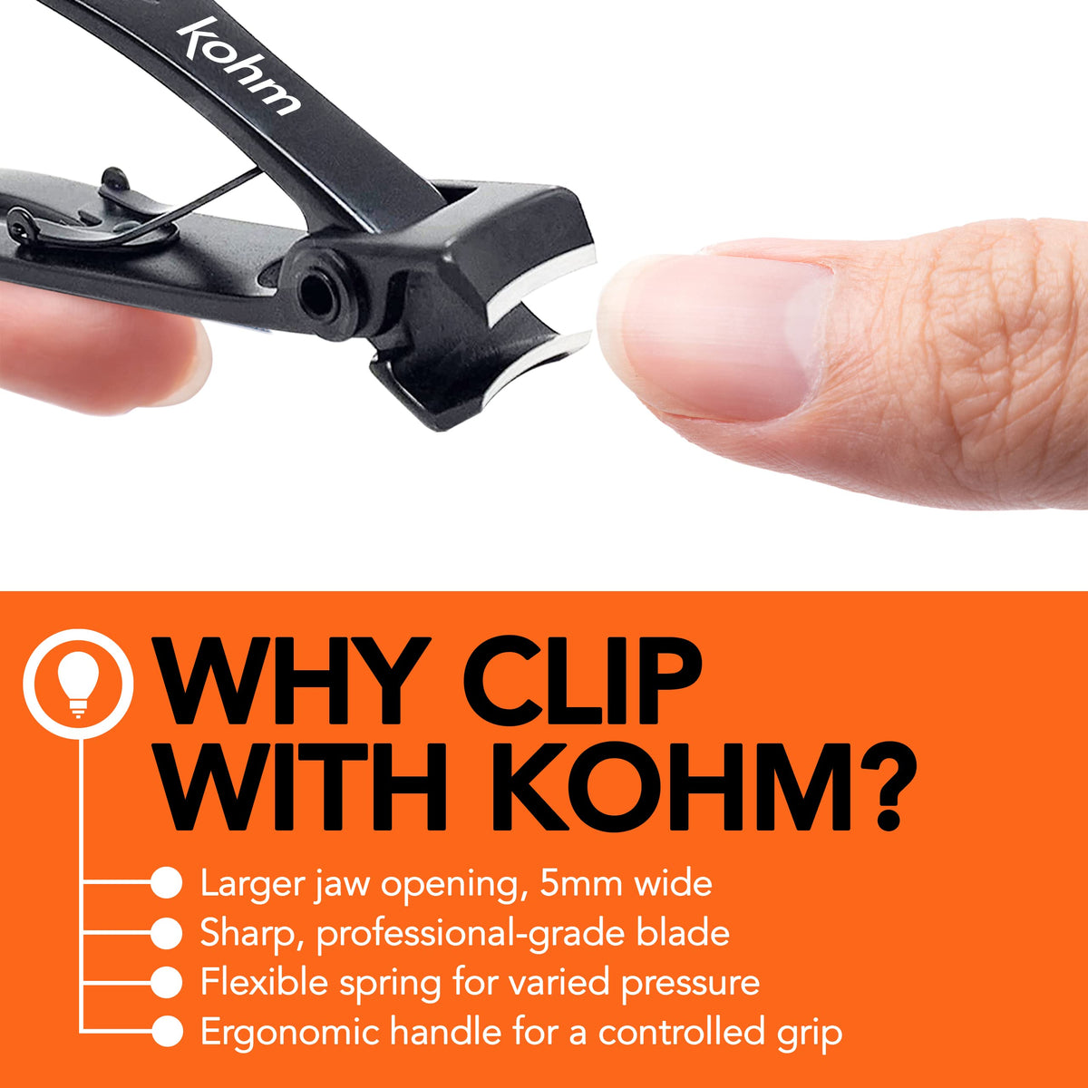 KOHM lightweight clipper at about 2 oz for comfortable handling