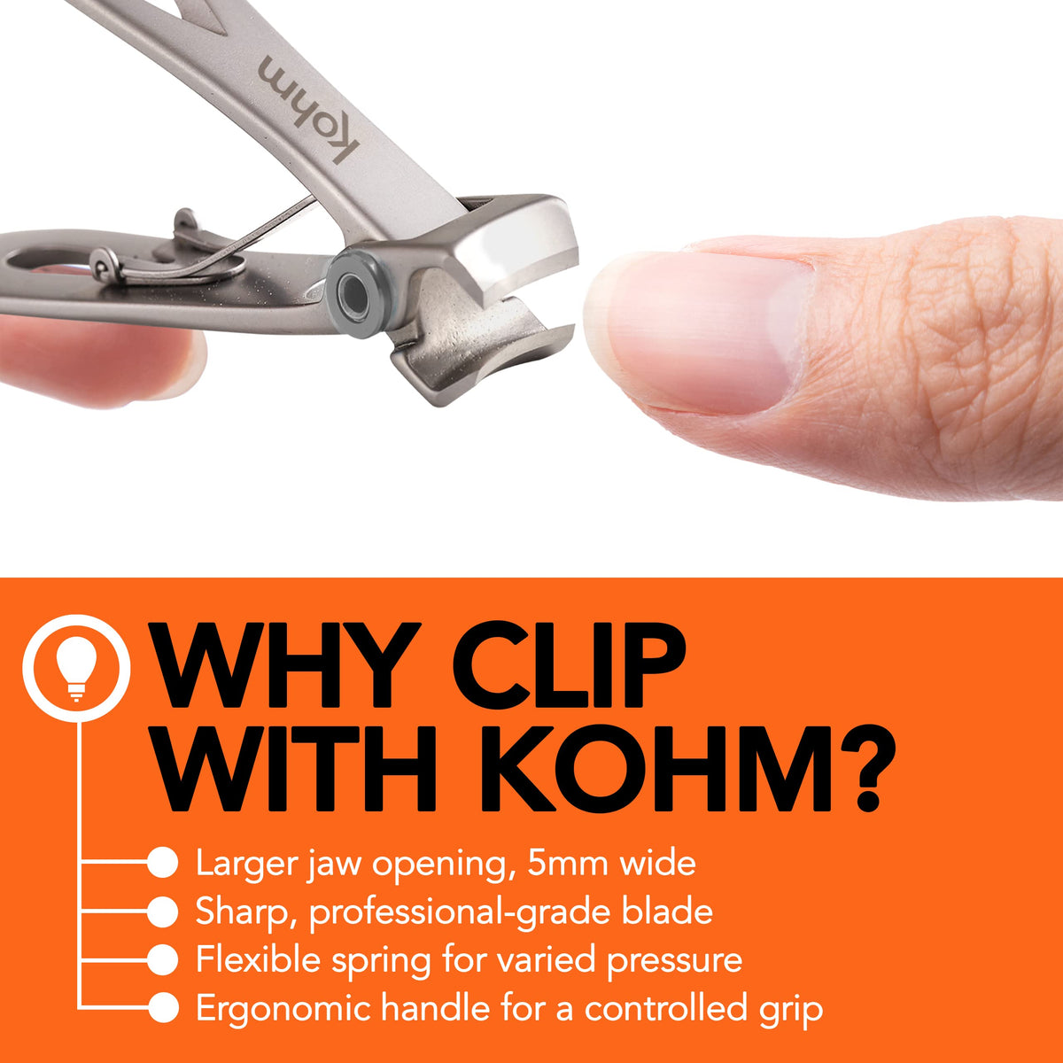 Dual-edged clipping action designed for tough nails.
