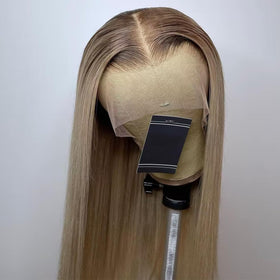 Koinu Ash Blonde Wig 26-inch straight long length for elegant flow.