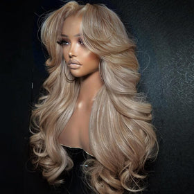 Koinu ash blonde wig with pre-plucked natural hairline for effortless styling.