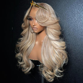Koinu HD transparent lace front creates seamless scalp appearance for realistic parting.