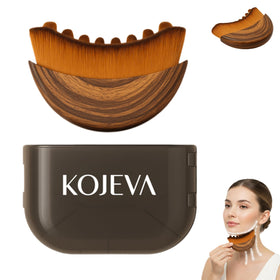 Kojeva lymphatic contour face brush demonstrates gentle drainage to help reduce puffiness.