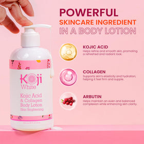 Graphic focusing on kojic acid and arbutin in Koji White formula