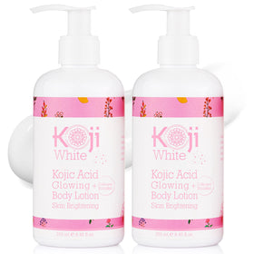 Koji White body lotion bottle front view highlighting premium packaging and product name