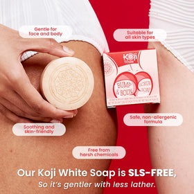 Koji White dark spots closeup hints potential brightening effects.