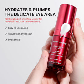 Koji White eye serum vitamin C brightness shot suggests radiant-looking under-eye effect.