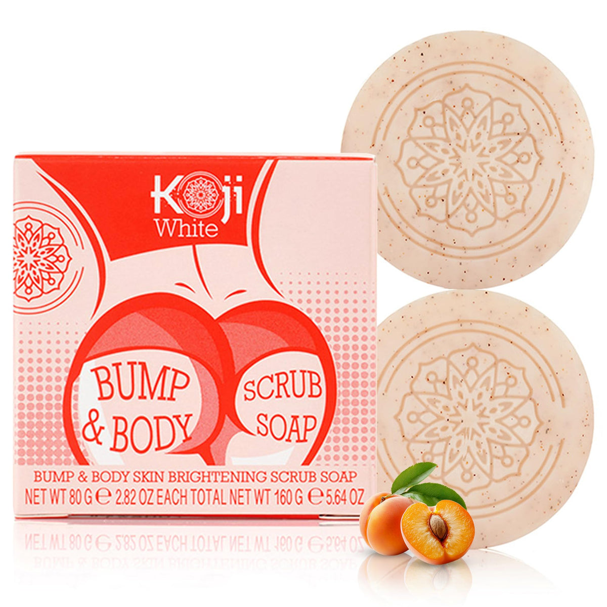 Koji White kojic acid bump eraser bar closeup highlighting exfoliation for smoother skin.