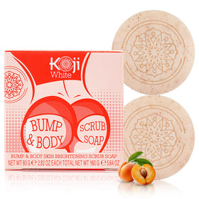 Koji White kojic acid bump eraser bar closeup highlighting exfoliation for smoother skin.