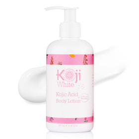 Koji White Kojic Acid and Collagen Body Lotion bottle delivering rich hydration