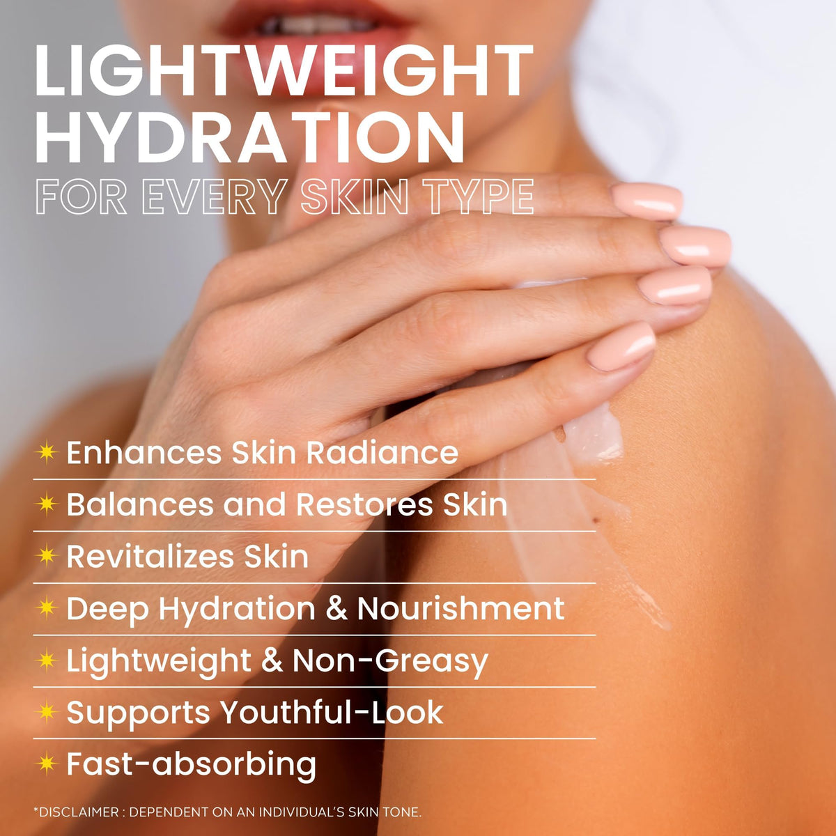 Koji White lotion cap shows easy application and dispensing.