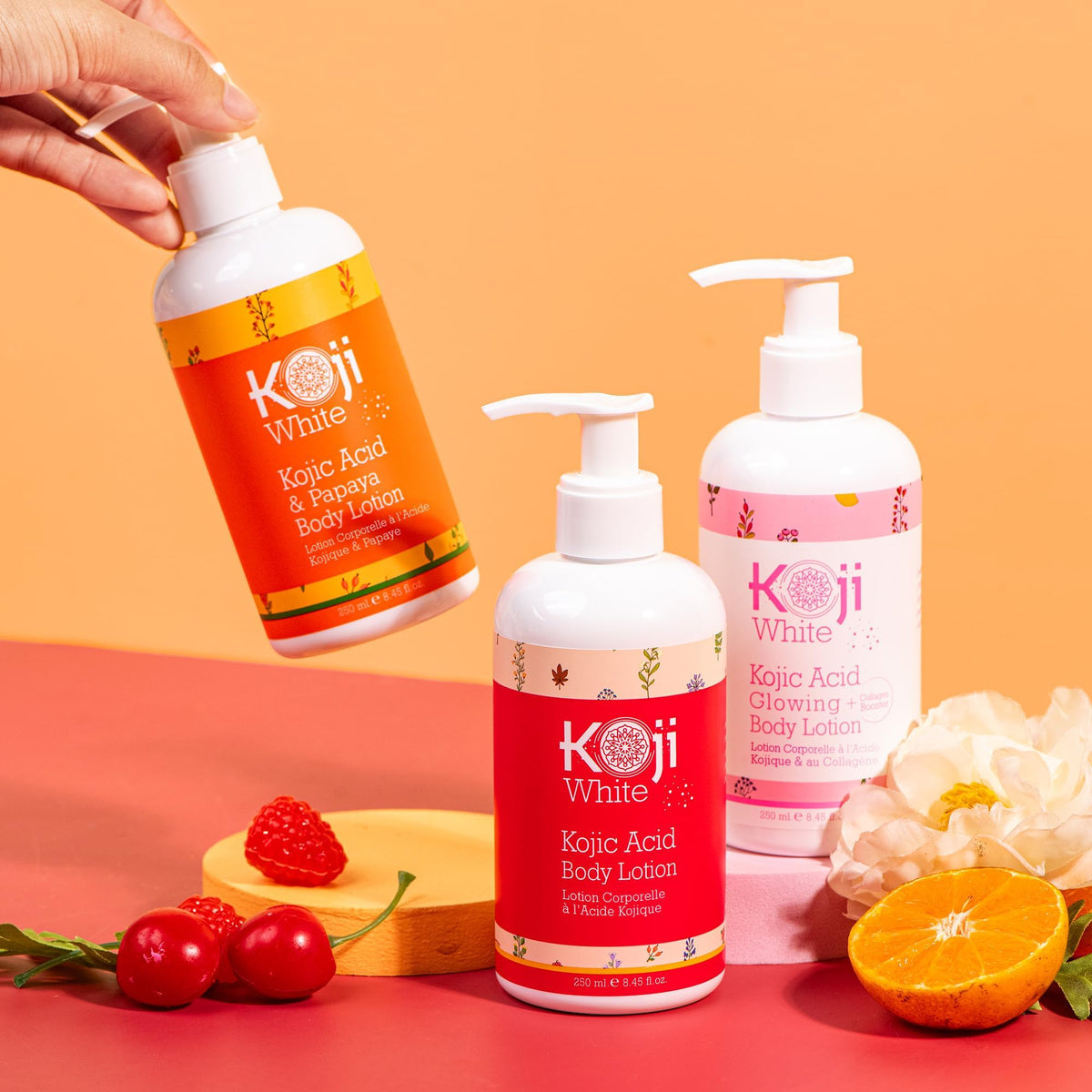 Koji White label emphasizes vegan and paraben-free promise.