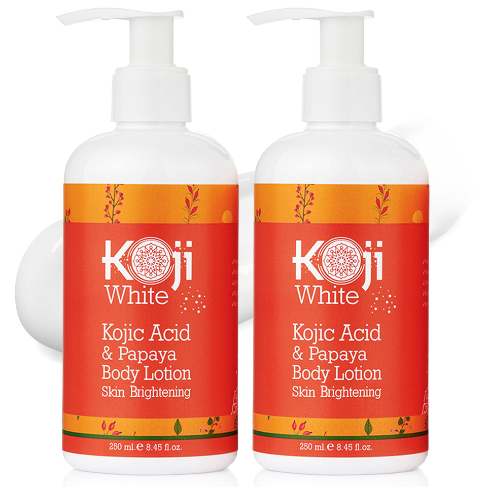 Koji White two-bottles body lotion for gifting and daily care.